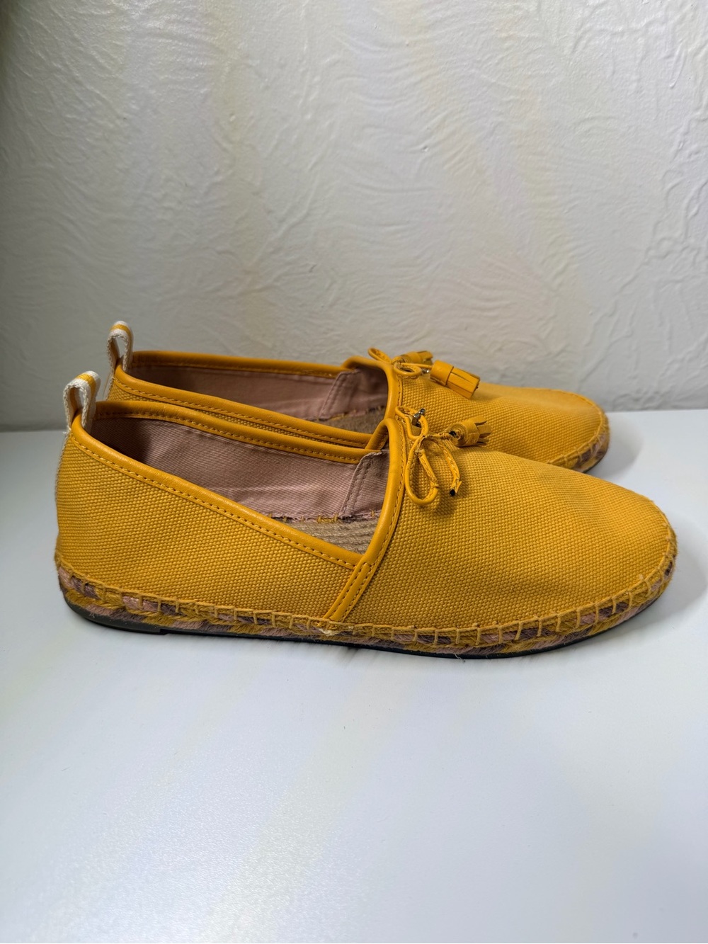 Coach Yellow Canvas Espadrille Flats